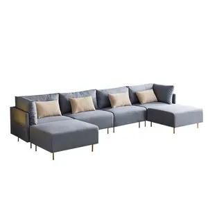 Yüksek seviye özel klasik tasarım Modern lüks ev oturma odası mobilya U şekilli gri renk koltuk takımı