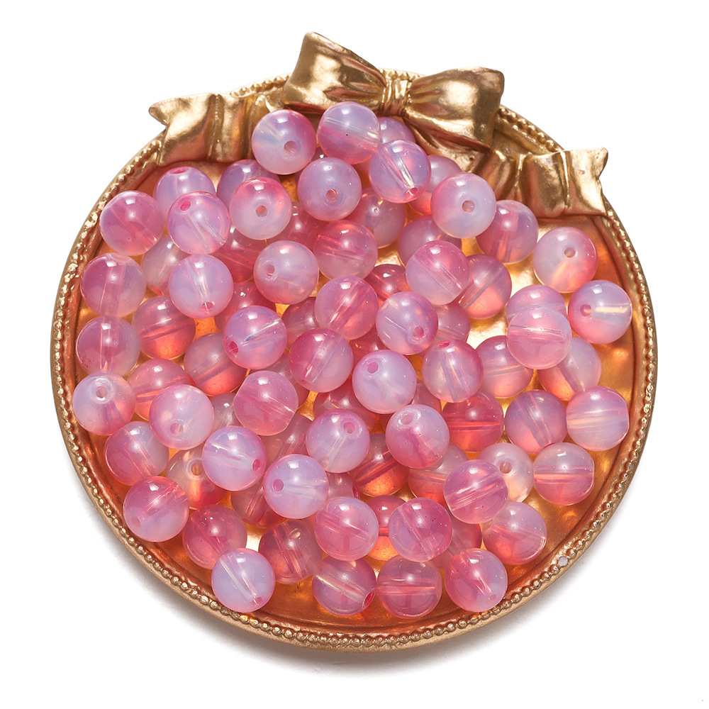 Opale de verre bicolore - rouge et blanc