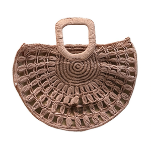 Bolso de mano hueco, bandolera, bolso de papel tejido, 39x28cm, bolso de playa de verano para mujer - Product Image 1