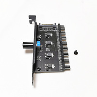 Controlador de ventilador manual de 8 vías Soporte de montaje PCI con 4 perillas para ventiladores de PC de 3/4 pines alimentados por Molex de 4 pines
