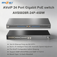 Switch de Red Gigabit L3 AVoIP PoE+ de 24 Puertos + Switch Ethernet 4*10G SFP+ para Dispositivos de Audio y Video IP, Switch PoE Administrado