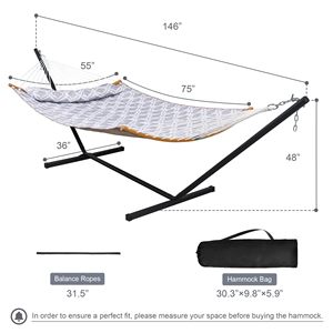 2-in-1 <b>Hammock</b> with Stand&Detachable Pad,Anti-Tipping Heavy Duty Frame Easy Clean,for Patio,Garden,Backyard, Poolside,Indoor - Product Image 4