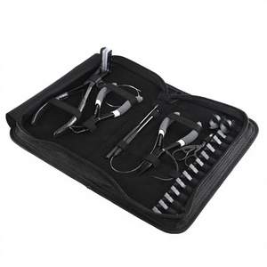 Kit d'outils d'extension de cheveux tout-en-un comprenant 12 pinces à cheveux, anneaux de séparation, dissolvant de sertissage et pince à ruban - Product Image 1