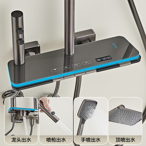 Shower <b>Set</b> <b>Square</b> Rainfall Head With Handheld Adjustable Height Modern Design Corrosion Prevention Bathroom Fixture - Product Image 3