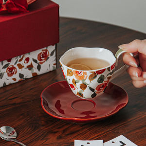 Juego de tazas y platillos de Té de moda clásica británica de 200ml, taza de café, regalo de fiesta de boda, tazas de cerámica francesa con flores de jardín - Product Image 5