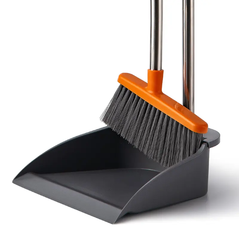 BOOMJOY Multi Use Stainless Handle Broom And Dustpan Set