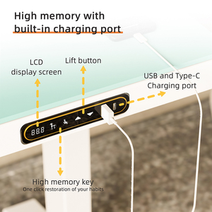 Điện Chiều cao có thể điều chỉnh thường vụ bàn với ngăn kéo tăng nâng kim loại khung nội thất văn phòng bảng với Tempered Glass Top - Product Image 4