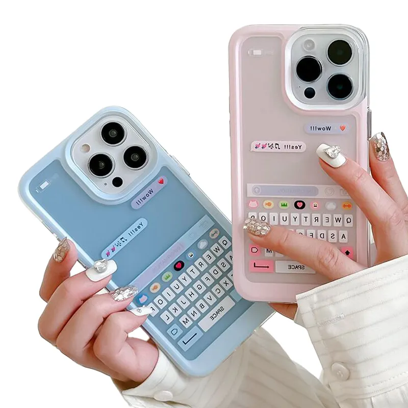 Clavier créatif et alarme coque de téléphone portable transparente pour iPhone 15 pro max 14 13 12 11 xr xs Chat Window Box housse de téléphone