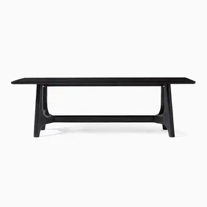 Modern 96" Rectangular 8 10 Seater Black Solid Oak Wood Dining Table Dining Room Furniture