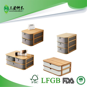 Desktop <b>storage</b> <b>box</b>, multi-functional, multi-compartment, <b>drawer</b>-style, bamboo cosmetic dustproof organizer <b>box</b>, <b>storage</b> <b>box</b> - Product Image 5