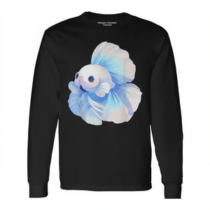 T-shirt à manches longues Betta Fish, motif poisson rouge bleu, unisexe, col rond, impression numérique - Product Image 2