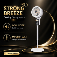 Ventilateur sur pied électrique intelligent avec télécommande, 1 à 8 vitesses, antibactérien, avec boîte à parfum, oscillant, économe en énergie, en plastique