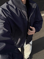 Blouson aviateur pour homme, style américain printemps-automne, coupe courte, col montant, vêtement d'extérieur ample pour homme