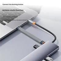Kabel Data USB4 PD240W Pengisian Cepat Transmisi 40GB Tipe-C Fungsi Lengkap untuk 4 Hard Disk Flat Double-Head Selubung TPE