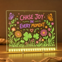 Tableau effaçable en acrylique 7 couleurs néon lumineux LED avec contrôle tactile, veilleuse et support pour notes, 7 marqueurs – Idéal pour la maison et les festivals