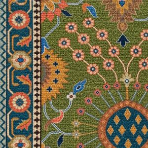 Tapis en laine Oushak traditionnel vert noué à la main à motifs floraux pour salon, intérieurs résidentiels de luxe, hôtels de charme et élégants - Product Image 3
