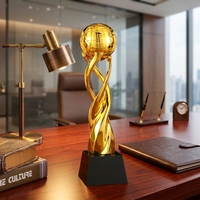 Trophée globe en résine personnalisé, nouveau design, haute qualité, avec support en verre cristal noir pour cérémonie - Vente flash