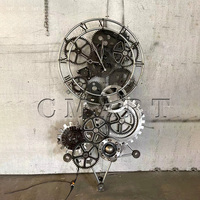 Jam Dinding Steampunk Perunggu Kustom dengan Roda Gigi Berputar, Logam Poles, Patung 3D Besar