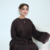 Ensemble Abaya ouverte en dentelle Nida de qualité supérieure, nouvelle série Loriya, avec robe intérieure assortie, tenue modeste de luxe pour femmes musulmanes, vêtements islamiques