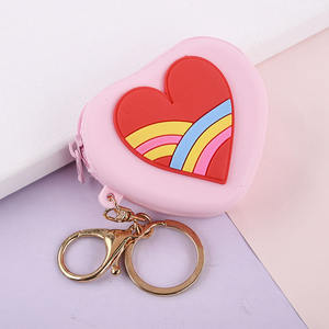 Factory Prijs Custom Rits Zachte Kleine Hartvorm Rubber Portemonnee Portemonnee Mini Silicone Coin Pouch Met Custom Strap - Product Image 4