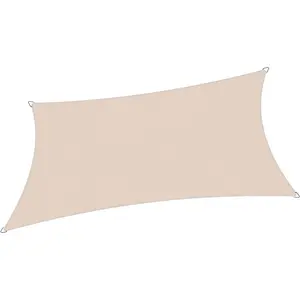 Waterproof Sun Shade Sail Rectangle Canopy Shade Cover ,Waterproof Curved Edge Woven Polyester Sun Shade Sail ,Beige