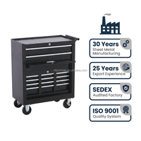 Ensemble de meubles d'atelier modulaires 2-en-1 robustes avec coffre supérieur à 6 tiroirs et coffre inférieur à 2 tiroirs en acier laminé à froid OBM