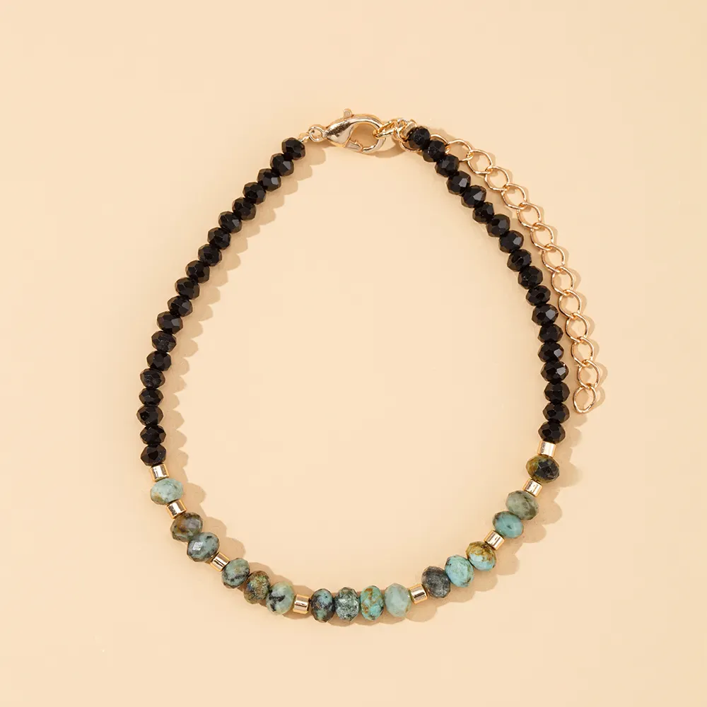 Wholesale adjustable natural gem stone bangle 4mm 5mm 6mm faceted healing gemstone crystal african turquoise beaded bracelet