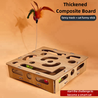 Boîte de puzzle de friandises pour chat élégant en bois avec 2 boules pour chat jouer à un jeu interactif entre les personnes et le chat de compagnie