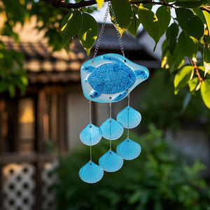 Tortue bleue verre vent cloche fait à la main petit frais suspendu décoratif porte fenêtre pendentif créatif transfrontalier pour <span class=keywords><strong>Amazon</strong></span> métal - Product Image 4
