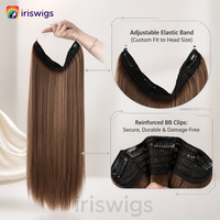 Extensions de cheveux synthétiques Iriswigs à fil invisible, ondulées ou lisses, avec clip, 24 pouces, densité 150 % pour femmes