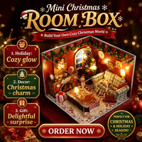 Kit de boîte de décoration de Noël DIY Hamaileon pour adultes, décoration d'intérieur confortable avec lumière de cheminée, maison de Noël miniature en bois faite à la main