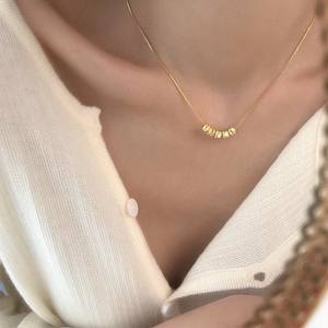 Mode riche et chanceux perles en or 18 carats ne perdez <span class=keywords><strong>pas</strong></span> de couleur titane acier pendentif collier chaîne de clavicule pour femme - Product Image 5
