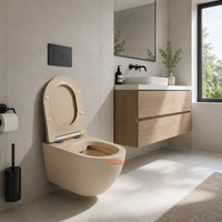 Cuvette de toilette murale moderne en céramique avec siphon en P, finition or brossé
