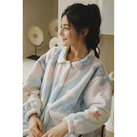 Nouvel ensemble de pyjama d'hiver en velours de lait extra-épais doublé de polaire thermique, en laine d'agneau, à manches longues, imprimé floral rêveur