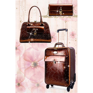 Juego de Maletas Rosy Lox de 3 Piezas Juego de Maletas de Cuero Vegano - Product Image 1