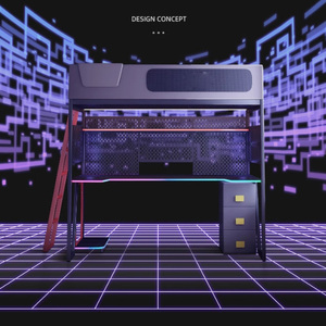 Letto <span class=keywords><strong>a</strong></span> castello integrato con scrivania per bambini, nuovo design per camera da letto, unità compatta per sala eSport e studio domestico - Product Image 2