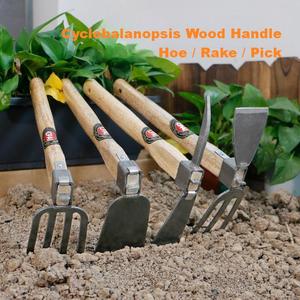 Outils de jardinage FixCraft, petite houe à lame en acier inoxydable, manche en bois, râteau multifonctionnel pour creuser en extérieur, pioche - Product Image 3