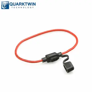 Medium insert piece fuse holder with Car Safety tube socket Car modified safety piece tape wire 30cm wire (1 piece)