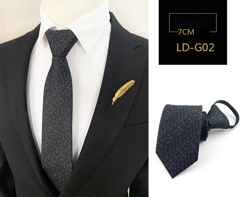 Polyester Zipper Ties Custom Logo Neck Ties Silk Man Adjustable Luxury Chic Neckties for Men