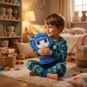 Burattino a mano drago blu da 20 cm all'ingrosso, simpatico peluche a forma di animale, burattino personalizzato con <span class=keywords><strong>personaggio</strong></span> dei cartoni animati - Product Image 2
