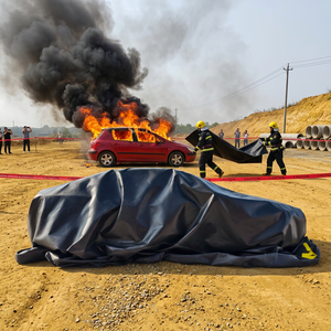 Couverture anti-feu pour voiture Tanan avec logo personnalisé, 3*4m, en fibre de verre haute teneur en silice, enduite de silicone, résistante à la chaleur, certifiée pour véhicules électriques - Product Image 1