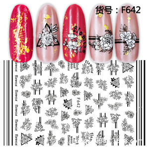 Pegatinas adhesivas de plástico 3D para uñas con letras en inglés y diseño de flor de Rosa de viento arte abstracto - Product Image 5