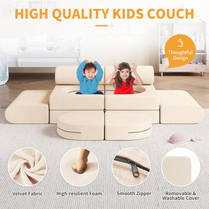 โซฟาเด็กแบบโมดูลาร์หุ้มกำมะหยี่สำหรับเด็กอายุ 3 ปีขึ้นไป - Product Image 1