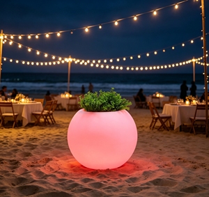 Pot de plante LED étanche rechargeable à changement de couleur avec télécommande, abat-jour dimmable, bol de plantation multicolore pour décoration extérieure - Product Image 3