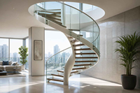 Escalier en colimaçon métallique sur mesure en acier au carbone avec garde-corps en verre pour villa intérieure, centre commercial, décoration, design minimaliste, facile à installer