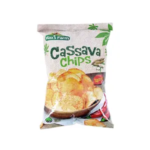Bolsa de Chips de mandioca personalizada, sello de aleta, mylar, gas nitrógeno, inflable, embalaje de aperitivos