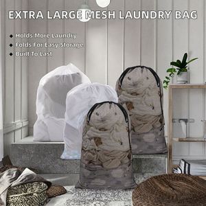 <b>Extra</b> <b>Large</b> Capacity Folding Home Use Polyester Clothing Care Storage Bag 60*90cm Drawstring Mesh Laundry Wash Bag Wholesale - Product Image 2