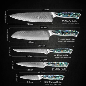 طقم سكاكين مطبخ فاخر من الفولاذ الدمشقي 67 طبقة سكاكين مقبض Abalone Santoku <span class=keywords><strong>Boning</strong></span> للطهاة المحترفين - Product Image 2