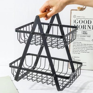 Cesta de Frutas Metálica de 2 Niveles, Desmontable, Negra, para Almacenar Frutas y Verduras, Organizador de Almacenamiento para la Encimera de la Cocina y el Hogar - Product Image 2