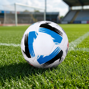 Size 5 Soccer Ball White Blue Black Brushstroke Pattern <b>Football</b> - Product Image 3